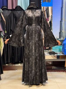 Modest Dubai Umbrella Abaya Stone Work Handmade Sequined Arabic Dubai Style Full Flare Nida Fabric Evening Party Dress - Product Image 3