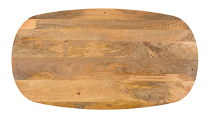 Mesa de Comedor Industrial de Estilo Danés, Forma Ovalada, Madera de Mango Sólida con Acabado Natural, Base de Metal Negro Mate, Estilo Rústico Europeo - Product Image 3