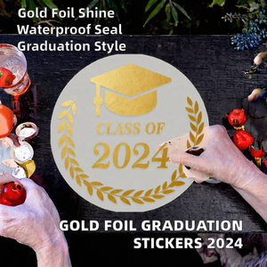 Gold Foil Metallic Clear <b>Waterproof</b> Graduation Stickers Class 2024 Envelope <b>Seals</b> for Certificates Party Favors Craft Projects - Product Image 2
