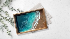 Handcrafted Resin Inlay Durable Food Serving Tray Intricate Geometric Patterns Smooth Polished Surface Customizable Color Logo - Product Image 2