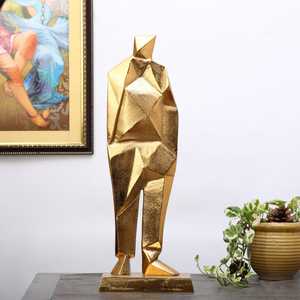 22.86x12.7x63.5cm Golden Geometric Human Figure Aluminium Sculpture Handmade Modern Artistic Eco-Friendly Durable Tabletop <b>Decor</b> - Product Image 5