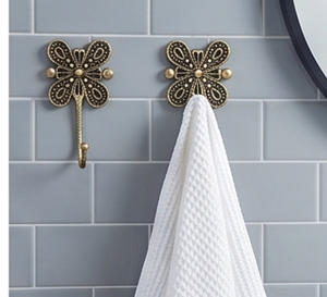 Artisanal Antique Brass Flower Wall <b>Hook</b> Metal Decorative Single <b>Hook</b> Durable Material For Clothing Rust Resistant Design - Product Image 4