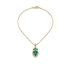 Collar con Colgante de Esmeralda en Forma de Lágrima con Halo, Chapado en Oro de 18K, Certificado por IGI, con Diamantes Naturales, Regalo para Ella - Product Image 2