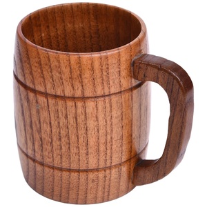 Handmade Wooden Beer Mug Barrel Shape Cup with Handle Vintage <b>Drinkware</b> for Home Bar Restaurant - Product Image 3
