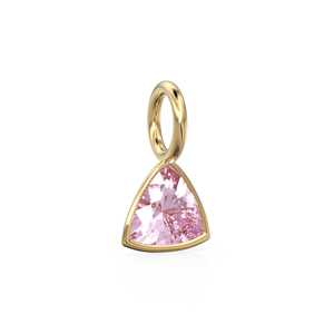 Colgante de Turmalina de 5mm en Oro Amarillo Sólido de 14k con Engaste para Joyería / Piedra de Nacimiento de Octubre / Gema Rosa con Corte Trillón - Product Image 3