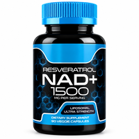 Capsules liposomales de Resvératrol NAD Plus 1500 mg par portion, 90 capsules végétales, complément alimentaire antioxydant pour le bien-être quotidien