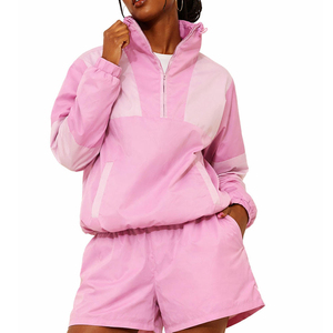 Custom High Quality Casual Breathable <b>Windbreaker</b> Shorts Set For <b>Women</b> New Style <b>Women</b> Nylon <b>Windbreaker</b> Shorts Set - Product Image 1