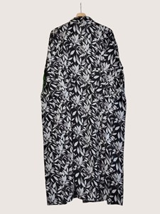 Bata Larga Estampada Floral para Mujer, Manga Larga, Cuello Mandarín, 100% Algodón, Suave, Informal, para Primavera - Product Image 2