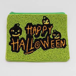 Élégante pochette zippée mini brodée à la main avec des perles, motif « Lets Go Girls », petite pochette à monnaie durable, trousse de maquillage, fabriquée en Inde. - Product Image 4