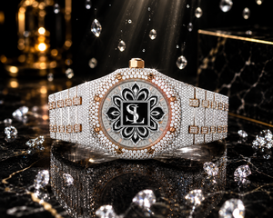 Luxury Custom Cartoon Coin Fully Iced Moissanite <b>Watch</b> <b>Men</b> Two-Tone Rose <b>Gold</b> Stainless Steel Band Glass Hip Hop Quartz Antique - Product Image 3