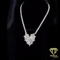 Pendentif en moissanite au design toile de toile de araignée, fabriqué en argent sterling 925, style hip-hop glacé et imposant