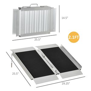 Rampa per sedia a rotelle pieghevole in alluminio da 2 piedi con superficie antisdrucciolevole capacità di 600 libbre per l'accesso alla porta - Product Image 3