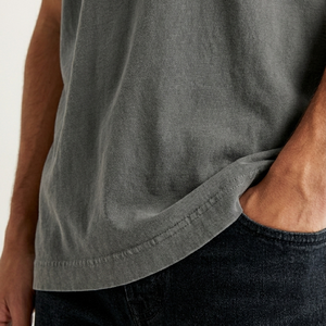 Camiseta de Verano para Hombre, Manga Corta, Cuello Redondo, Color Sólido, 100% Algodón, Lisa, Teñida, Transpirable, Ecológica, Casual, Lavada con Ácido - Product Image 4