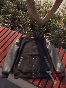 Custom High Quality Plus Size Varsity Bomber Jacket Winter Wool Sleeves Button Up Closure Polyester Fabric Print Pattern Custom - Product Image 1