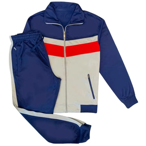 Custom Logo Streetwear Woven Fabric <b>White</b> Piping Zipper Pockets <b>2</b> <b>Pieces</b> <b>Set</b> Windbreaker Tracksuits - Product Image 6