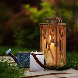 Top Quality Elegant Wooden <b>Candle</b> <b>Lantern</b> with Stainless Top and Glass Panes Perfect for Indoor and Outdoor Decor - Product Image 4