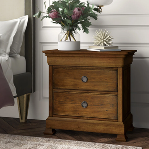 Mid Century Style Solid Wood Mahogany NightStand with Drawers Durable Contemporary Design Natural Finish Home Hotel Apartment - Product Image 3