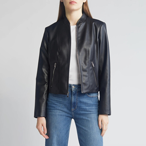 Veste pour femme en cuir véritable de qualité supérieure, nouvelle collection, style décontracté, couleur unie, imperméable et respirante, en coton - Product Image 3