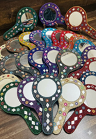 Miroir à main décoratif en brocart pour cadeaux de mariage, haldi, mehndi, baby shower, soirées au henné, soirées dholki.