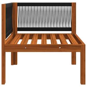 Sofá de Esquina para Jardín de Madera de Acacia Negra Sólida, Color Crema-Blanco con Cuerda, Muebles de Exterior Cómodos de Tamaño Mediano - Product Image 6