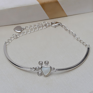 Juego de Joyería Fina de Plata S925, Colgante, Pendientes, Anillo, Brazalete, Huella de Gato, Soporte para Perlas de 3.5-4 Pulgadas, Accesorios para DIY, 3208 - Product Image 4