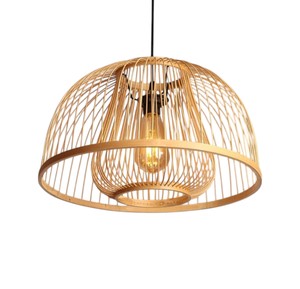 Creative Ribbed Design Natural Bamboo Lampshade Handmade Woven Ceiling Pendant <b>Light</b> <b>Fixture</b> <b>Rustic</b> Chandelier Interior - Product Image 1