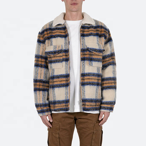 Wholesale Winter <b>Men's</b> Streetwear <b>Flannel</b> Shirt <b>Jacket</b> Hooded Long Sleeve Plaid Polyester Lined Windproof Eco-Friendly - Product Image 1