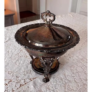 Luxury Antique Style Stainless Steel Chafing Dish with Lid Vintage <b>Buffet</b> Food <b>Warmer</b> Serving Dish Hotel Catering Tableware - Product Image 1
