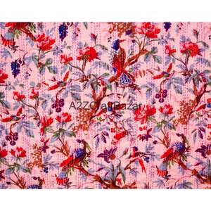 Colcha Kantha india hecha a mano con estampado de bloques, 100% algodón, colcha floral multicolor vintage Gudri para hotel - Product Image 2