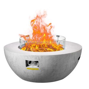 Braciere a Gas Propano con Altezza Fiamma Regolabile, Braciere da Esterno in Cemento 39 Pollici Quadrato, con Pietre Laviche e Coperchio Antipioggia per Campeggio - Product Image 1