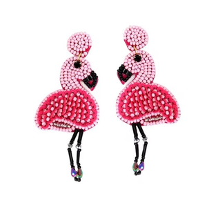 Pendientes de Joyería de Moda Clásica Hechos a Mano, Ligeros, para Vacaciones de Verano, con Cuentas de Flamenco Multicolores y Gemas, de Alta Calidad - Product Image 4