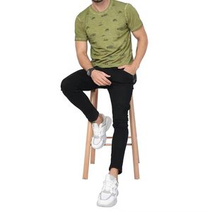 เสื้อยืดสีดำพิมพ์ลายสำหรับผู้ชาย แขนสั้น คอกลม ทรงพอดีตัว แบบลำลอง - Product Image 2