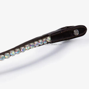 Personnalisé multicolore verre diamant cristaux bling décoratif noir anglais cuir cheval front bande pour bride - Product Image 4