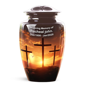 Personalized Cross Memorial Urn <b>Keepsake</b> Cremation Urn Chocolate Color Modern <b>Ashes</b> Container - Product Image 2