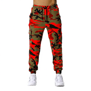 Pantalon de jogging homme en toile de coton taille mi-haute, nouvelle collection, avec taille élastique et empiècements camouflage, devant plat - Product Image 5