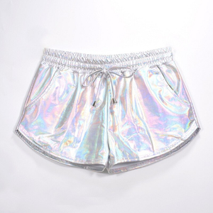 Women's High-Waisted <b>Booty</b> Shorts Sexy Metallic Cheer Shiny Cheeky Dance Festival Rave Bottoms Skinny Stage Performance Clubwear - Product Image 4