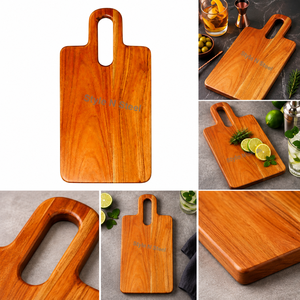 Tabla de cortar de madera de acacia con asa, bandeja para servir charcutería, tabla de picar para cocina y comedor - Product Image 2