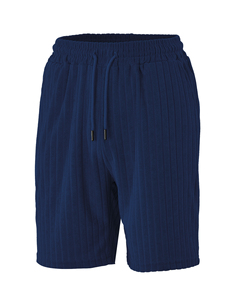 Shorts Awrah personnalisés en coton tricoté, Bermuda uni bleu marine pour hommes, en nylon/spandex, décontractés, imperméables, séchage rapide, taille élastique - Product Image 1