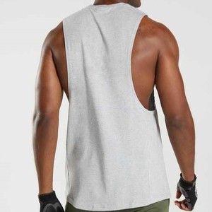 Hawk Eye Sports High Quality Men's Gray O-Neck Solid Knitted Spandex/Cotton Tank Top Breathable Quick Dry Casual Workout Wear - Product Image 4