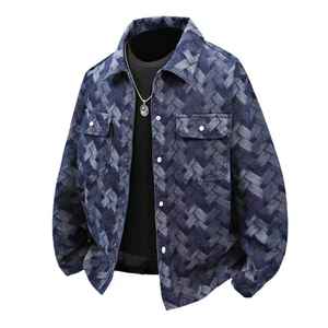 Servicios OEM, Chaqueta Vaquera Personalizada para Hombre con Lentejuelas Desgastadas, 100% Algodón, Chaqueta Jacquard para Hombre - Product Image 6