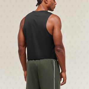 Men's <b>Black</b> Knitted Breathable O-Neck <b>Tank</b> <b>Top</b> Casual Solid Color Sleeveless <b>Top</b> Factory Cheap Custom Logo Muscle Fit Breathable - Product Image 1