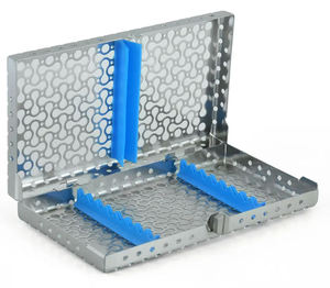 ถาดวางอุปกรณ์ทำฟันแบบใช้ซ้ำได้ ยี่ห้อ DIVIED INTERNATIONAL สำหรับฆ่าเชื้อด้วยเครื่องนึ่งความดันไอน้ำ ทำจากสแตนเลส  ใช้งานด้วยมือ ได้รับมาตรฐาน CE สีเงิน ระดับ Class II - Product Image 1