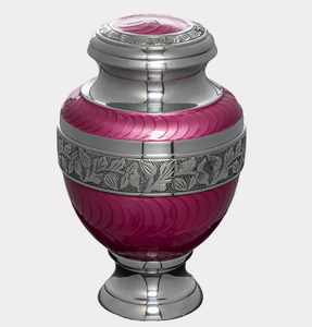 Urna Funeraria de Metal Esmaltada en Verde, Grabada, para Cenizas de Adultos, Estilo Americano/Europeo - Product Image 3