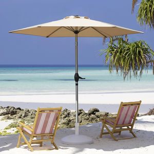 Ombrellone da Patio 7.5FT con Manovella e Pulsante di Inclinazione, Protezione UV, Impermeabile, per Esterni, con Base - Product Image 1