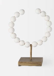 Sculpture décorative en perles de bois avec base métallique, centre de table créatif, ornement d'intérieur, décoration artistique, vente en gros - Product Image 2