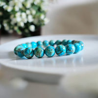 Nouveauté 2026 : Bracelet extensible Feng Shui en perles de cristal véritable, turquoise africaine bleu-vert foncé, bijoux indiens pour hommes et femmes, best-seller