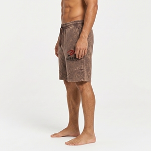Pantalones Cortos de Hombre con Lavado Ácido, de Algodón Lavado a la Moda, Ajuste Relajado, Transpirables, Estilo Urbano Casual, para Uso Diario de Verano - Product Image 3