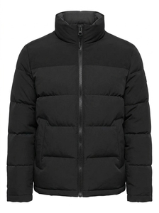 Chaqueta acolchada gruesa informal de invierno para hombre, color negro, cuello alto, corte regular, chaqueta acolchada para hombre - Product Image 5