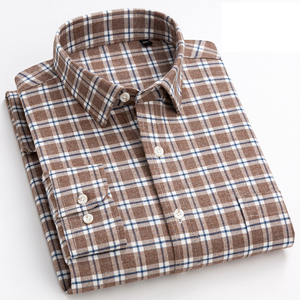 Wholesale Plus Size <b>Men's</b> 100% Cotton Checkered Long Sleeve Casual <b>Flannel</b> <b>Shirts</b> with Covered Button Closure and Loose Fit - Product Image 5