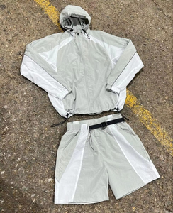 Ensemble de survêtement coupe-vent pour homme, veste et short en polyester, tenue de sport respirante et confortable pour activités de plein air - Product Image 3